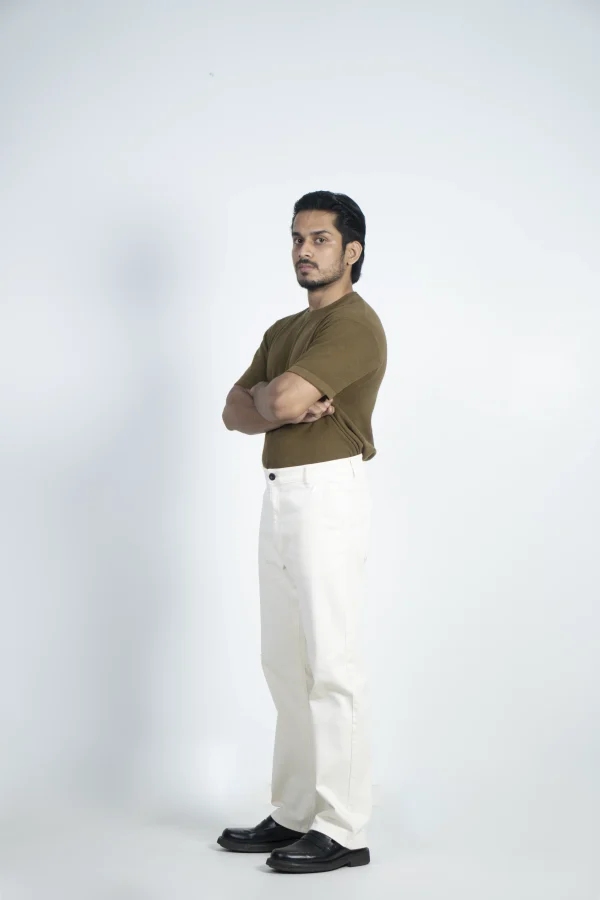 MEN'S REGULAR FIT DENIM CHINO-OFF WHITE - Image 4