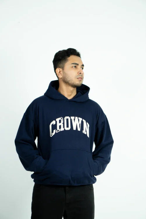 DROP SHOULDER CROWN HOODIE -NAVY