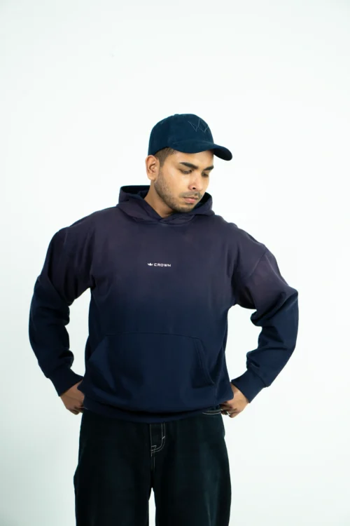 DROP SHOULDER SPRAY WASH HOODIE – NAVY