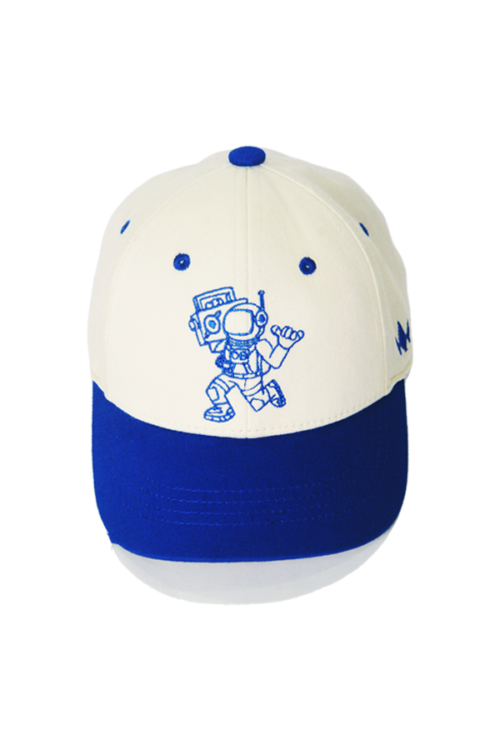 “ASTRONAUT” KIDS CAP – OFF WHITE & ROYAL BLUE