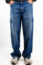 CARGO BAGGY JEANS- MID WASH - Image 2