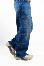 CARGO BAGGY JEANS- MID WASH - Image 4