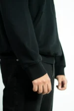 DROP SHOULDER CROWN HOODIE -BLACK - Image 7