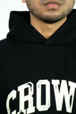 DROP SHOULDER CROWN HOODIE -BLACK - Image 5