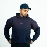 DROP SHOULDER SPRAY WASH HOODIE - NAVY