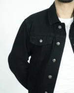 CROP JET BLACK DENIM JACKET - Image 3