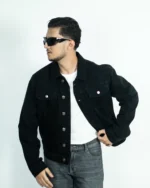 CROP JET BLACK DENIM JACKET - Image 6
