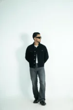 CROP JET BLACK DENIM JACKET - Image 2