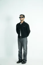 CROP JET BLACK DENIM JACKET - Image 7