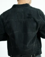 CROP BLACK DENIM JACKET- HEAVY WASH - Image 6