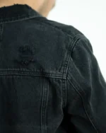 CROP BLACK DENIM JACKET- HEAVY WASH - Image 7