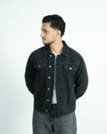 CROP BLACK DENIM JACKET- HEAVY WASH - Image 8