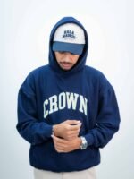 CROWN ENZYME WASH HOODIE -NAVY