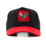 HIGH CROWN 3D COCK PATCH CAP – BLACK  & RED