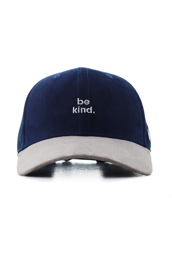 front copy copy BE KIND EDITION– DARK NAVY& GREY ( SUEDE FABRIC) - Image 1