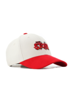 NO RISK NO STORY CAP – OFF WHITE & RED( SUEDE FABRIC) - Image 3