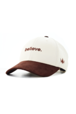 BELIEVE STATEMENT CAP – OFF WHITE & BROWN ( SUEDE FABRIC) - Image 2